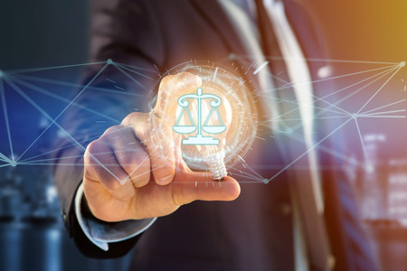 View of a justice balance icon on a futuristic interface の写真素材