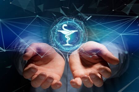 View of a Pharmacy medical icon on a futuristic interface 