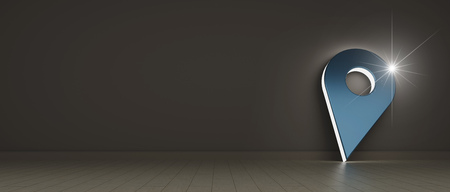 View of a Pin holder illuminated symbol hold against a wall の写真素材