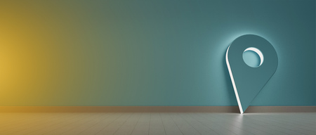 View of a Pin holder illuminated symbol hold against a wall の写真素材