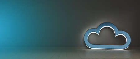 View of a Cloud illuminated symbol hold against a wall 