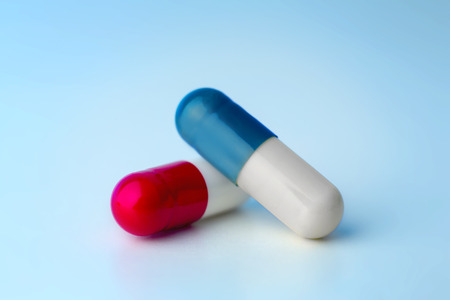 View of Medical healthcare pills isolated on a background の写真素材