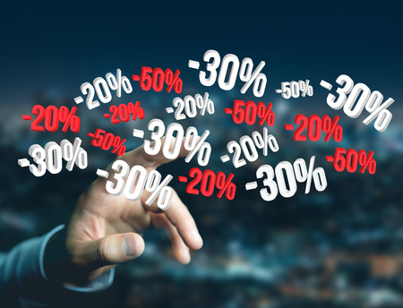 View of a Sales promotion 20 30 and 50 flying over an interface - Shopping concept