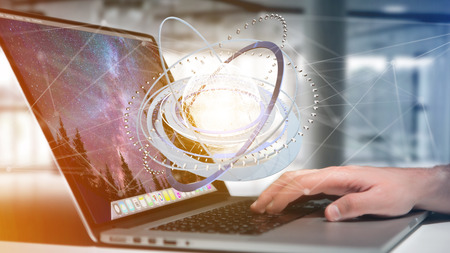 View of a Connected earth globe concept icon on a futuristic interface 