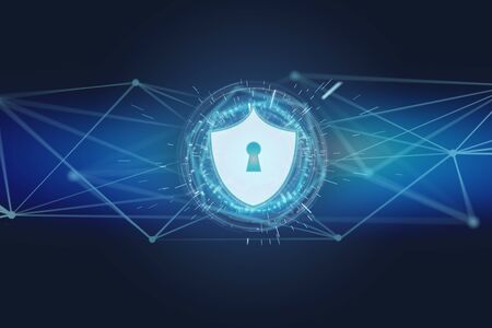 View of a Security protection icon on a futuristic interface 