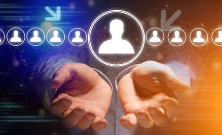 View of a Concept of professional contact relationship with icon around - Network conceptの写真素材