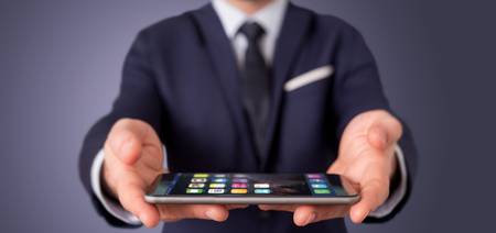 View of a Empty holding hands of a businessman at the officeの写真素材