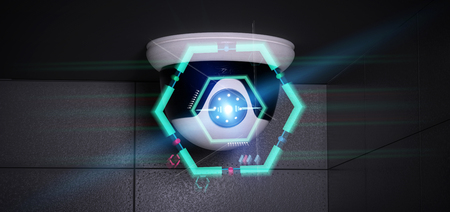 View of a Security camera targeting a detected intrusion - 3d rendering