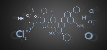 View of a 3d rendering molecule structure isolated on a backgroundの写真素材