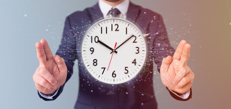 View of a Man holding a clock timer 3d renderingの写真素材