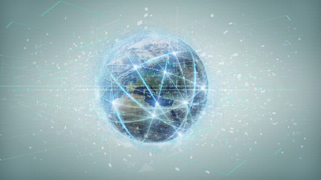View of a Connection around a world globe isolated on a background 3d rendering