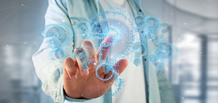 View of a Man holding a Question markの写真素材