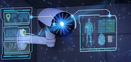 View of a Recognition and detection software on a security camera system - 3d renderingの写真素材