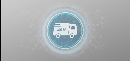 View of a Fast delivery buton with connection 3d renderingの写真素材