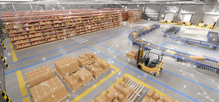 View of a Connection over a warehouse goods stock  3d renderingの写真素材