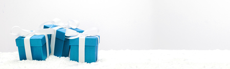 View of Blue christmas holidays decoration on a white backgroundの写真素材
