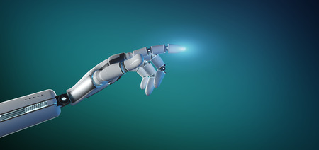 View of a Cyborg robot hand on an uniformの写真素材