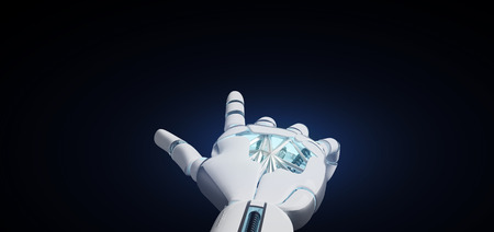 View of a Cyborg robot hand on an uniform  background 3d rendering