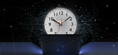 View of a Man holding a clock timer 3d rendering