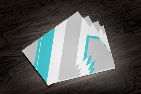 Mock up view of businesscard on a wood background - 3d renderingの写真素材