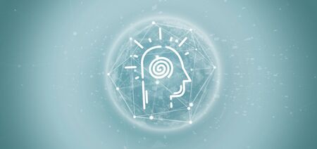 View of a Conscious head icon on a color backgroundの写真素材