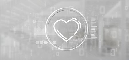 View of a Heart icon surrounded by dataの写真素材