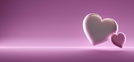 View of a Valentine's day illustration with heart  - 3d rendering
