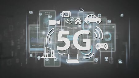 View of a 5G connection with data surrounding - 3d rendering