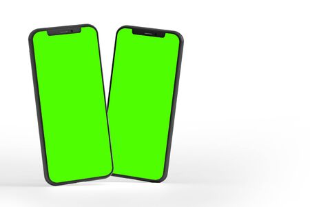 View of  Mock up of smartphone - 3d renderingの写真素材