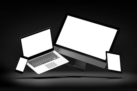 View of a Isolated Devices Mockupの写真素材