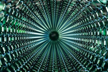 View of a graphene molecular nano technology structure on a green background - 3d renderingの写真素材