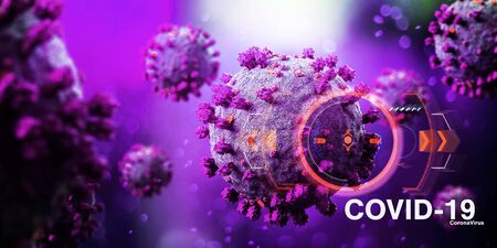 View of a Coronavirus Covid-19 background - 3d renderingの写真素材
