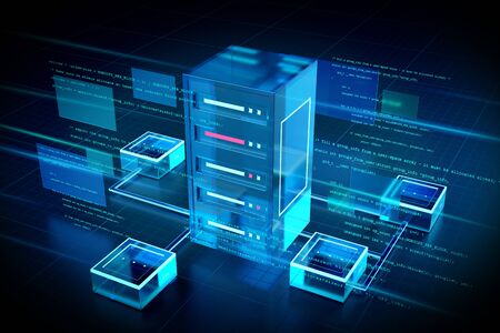 View of a Server abstract background illustration - 3d renderingの写真素材