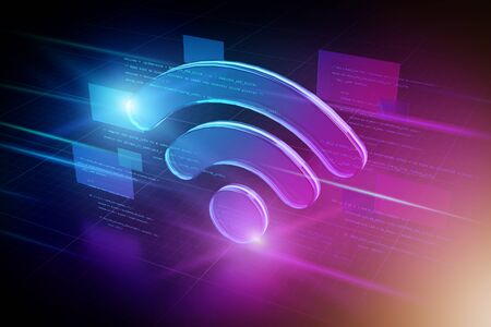 View of a Wifi abstract background illustration - 3d renderingの写真素材