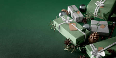 View of Christmas background with christmas decoration - 3d renderingの写真素材