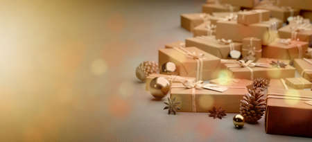 View of Christmas background with christmas decoration - 3d renderingの写真素材
