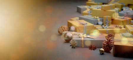View of Christmas background with christmas decoration - 3d renderingの写真素材