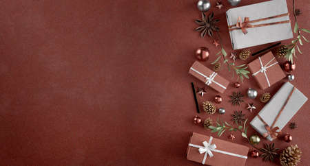 View of Christmas background with christmas decoration - 3d renderingの写真素材