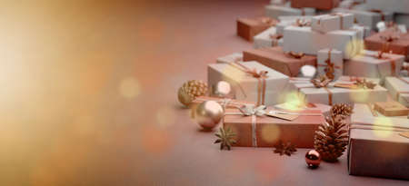 View of Christmas background with christmas decoration - 3d rendering