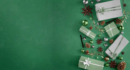 View of Christmas background with christmas decoration - 3d renderingの写真素材