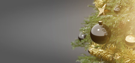 View of a Christmas background with christmas gifts decoration - 3d renderingの写真素材