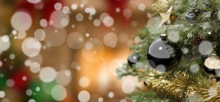 View of a Christmas background with christmas gifts decoration - 3d renderingの写真素材