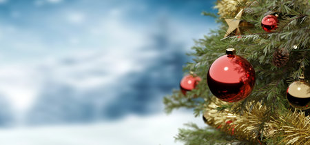 View of a Christmas background with christmas gifts decoration - 3d renderingの写真素材