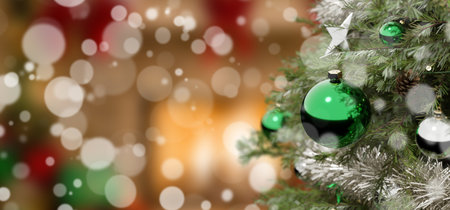 View of a Christmas background with christmas gifts decoration - 3d renderingの写真素材