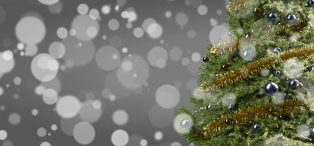 View of a Christmas background with christmas gifts decoration - 3d renderingの写真素材