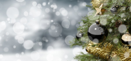 View of a Christmas background with christmas gifts decoration - 3d renderingの写真素材