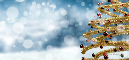 View of a Christmas background with christmas gifts decoration - 3d renderingの写真素材