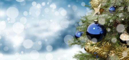 View of a Christmas background with christmas gifts decoration - 3d renderingの写真素材