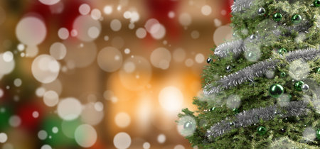 View of a Christmas background with christmas gifts decoration - 3d renderingの写真素材