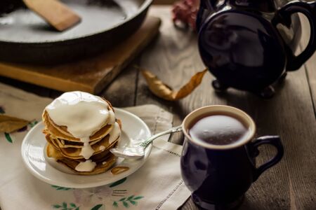 fritter breakfast with sour cream